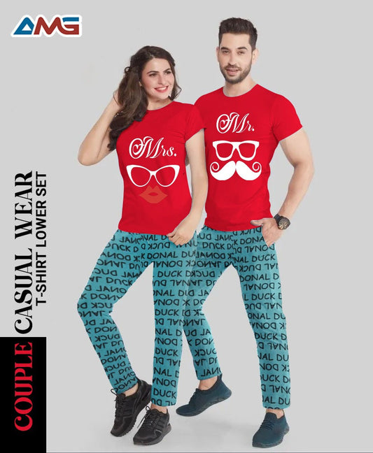 Mr and Mrs Printed Couple Casual