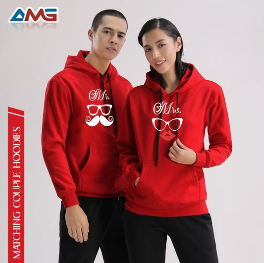 Mr and Mrs Printed Couple Hoodies