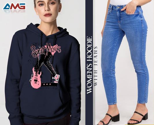 Sweet Moves Printed Hoodie With Blue Jeans